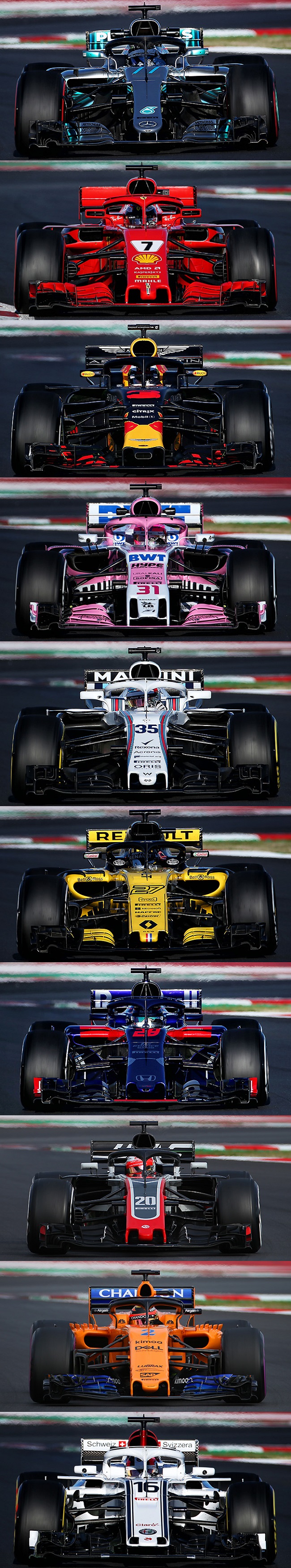 F1 18 全チームのマシン画像並べて比較 レッドブルのサイドポンツーン薄すぎ F1モタスポgp Com